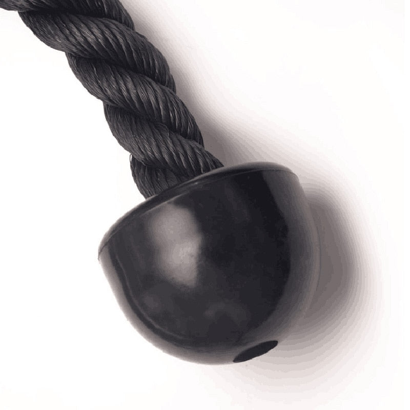 "Tricep rope push pull down cord attachment for cable machines, featuring durable nylon rope and reinforced handles for effective tricep exercises."