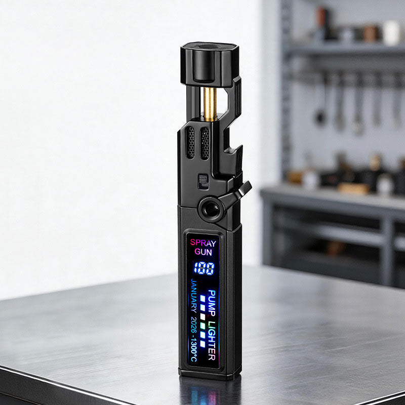 Windproof High‑Temperature High‑Power Outdoor Torch Lighter with LED Digital Display, Metal Body & Bottle Opener Hot Deal Warehouse