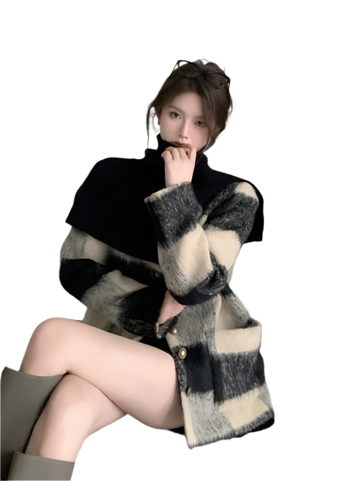 “Adorn Spliced Woolen Coat – women’s stylish wool-blend coat with modern spliced design for warmth and elegance – Hot Deal Warehouse fashion”


