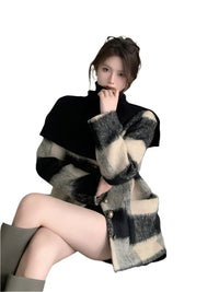 “Adorn Spliced Woolen Coat – women’s stylish wool-blend coat with modern spliced design for warmth and elegance – Hot Deal Warehouse fashion”


