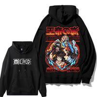 Loose fit Luffy hoodie with One Piece pirate print on front

