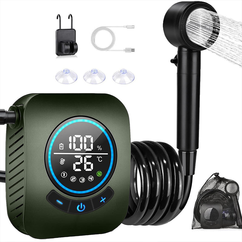 8000mAh Portable Camping Shower, IPX8 Waterproof Rechargeable Outdoor Shower Pump with Hose Hot Deal Warehouse