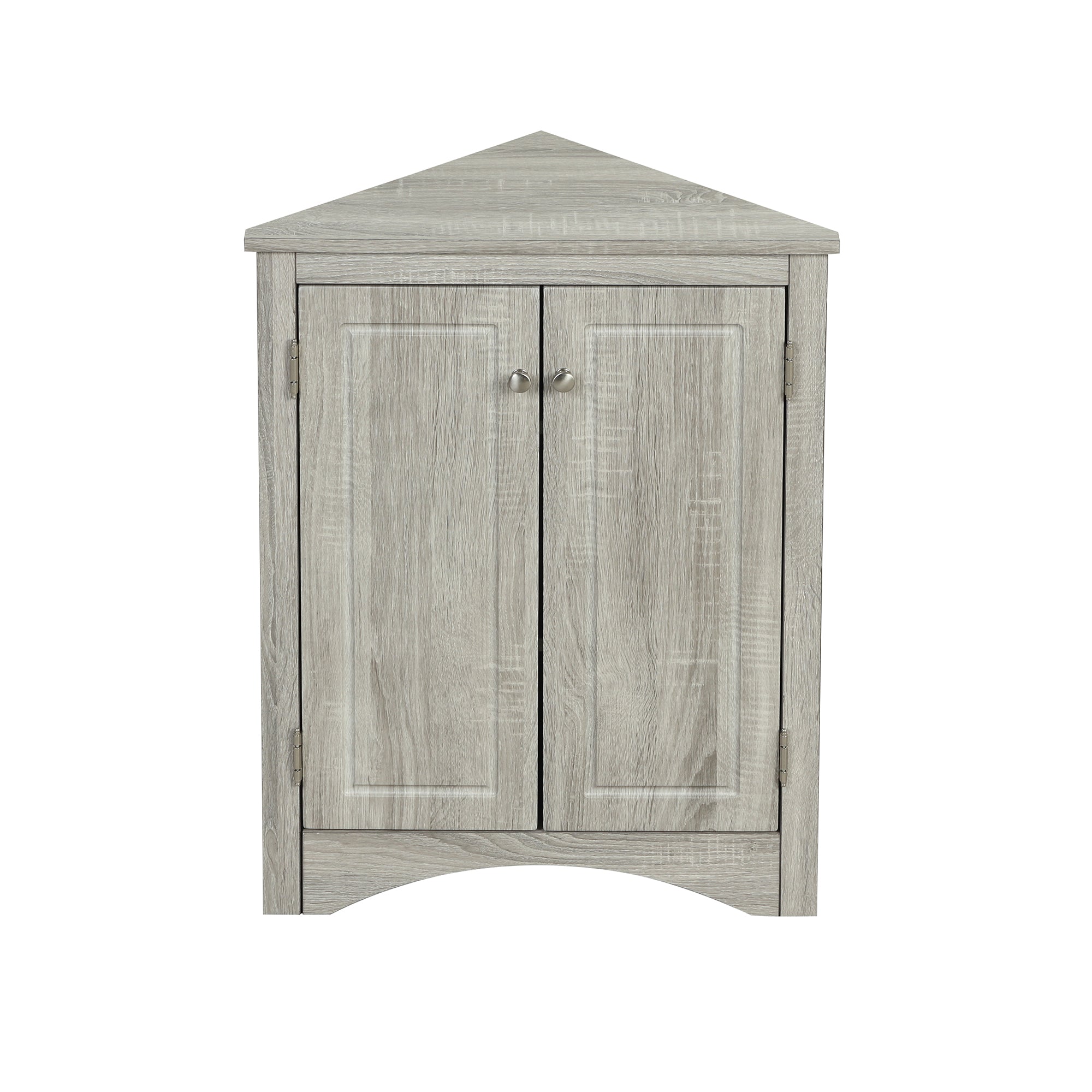 Oak triangle bathroom storage cabinet with a stylish, space-saving design, featuring multiple shelves for organizing toiletries, towels, and other bathroom essentials. Crafted from durable oak wood, this elegant cabinet adds both functionality and natural charm to any bathroom