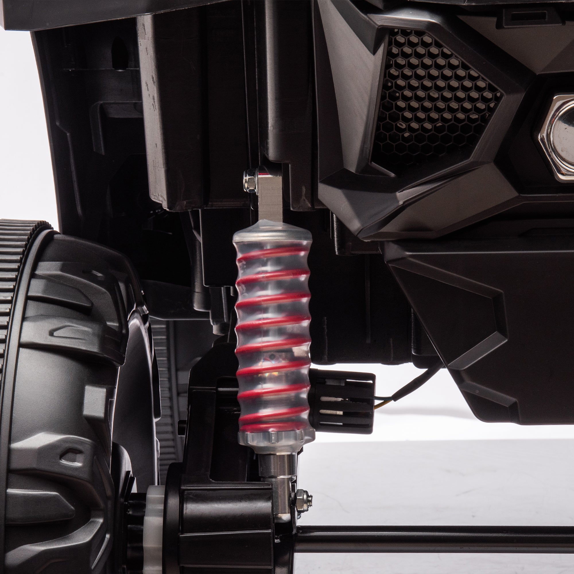 Side by side 4x4 ride-on truck for kids, featuring a durable design with working headlights, adjustable seat, and forward/reverse motion. Equipped with realistic off-road tires and easy-to-use controls, this electric truck provides an exciting outdoor adventure for children ages 3-7