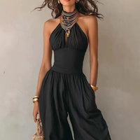 Slim-Fitting Body-Concealing Travel Halter Neck Sexy Casual Comfortable Jumpsuit Hot Deal Warehouse