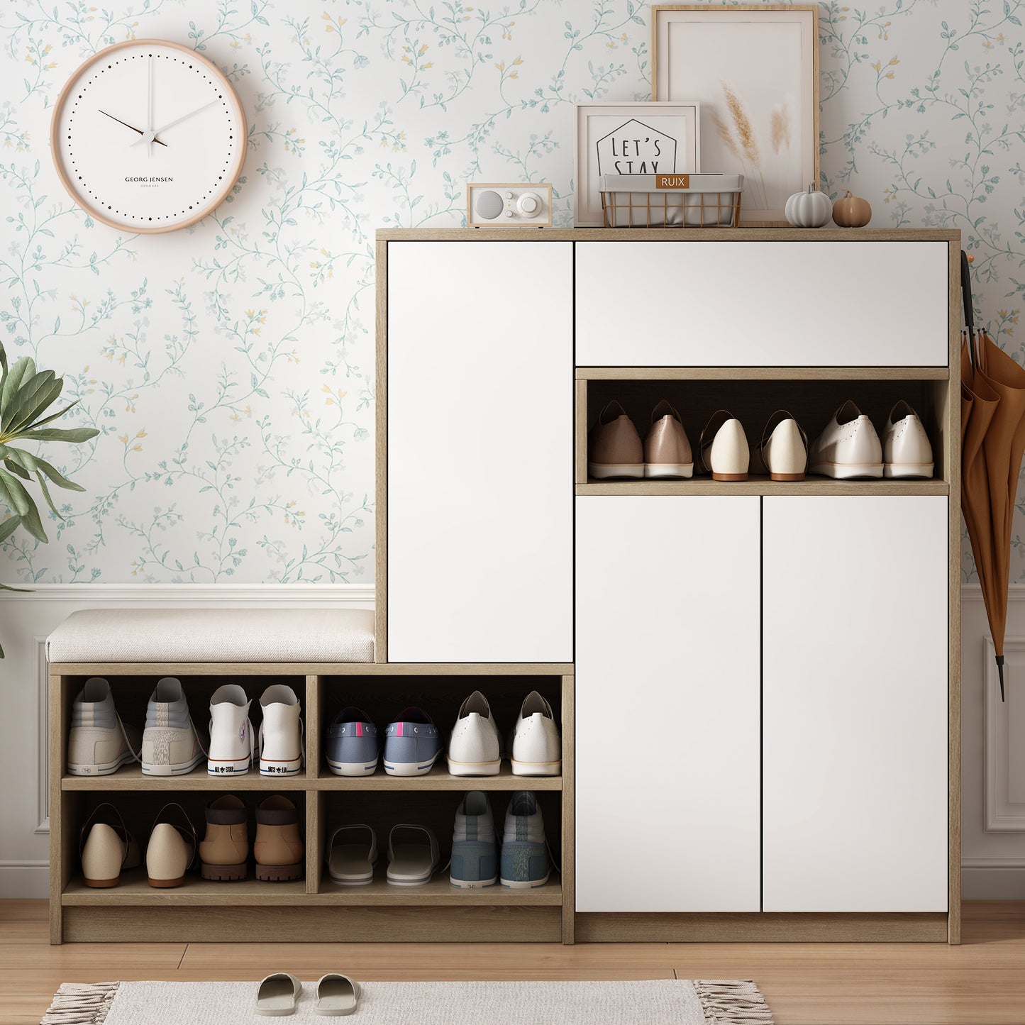 “2-in-1 shoe storage platform cabinet – multifunctional organizer for shoes and entryway essentials – Hot Deal Warehouse home furniture”

