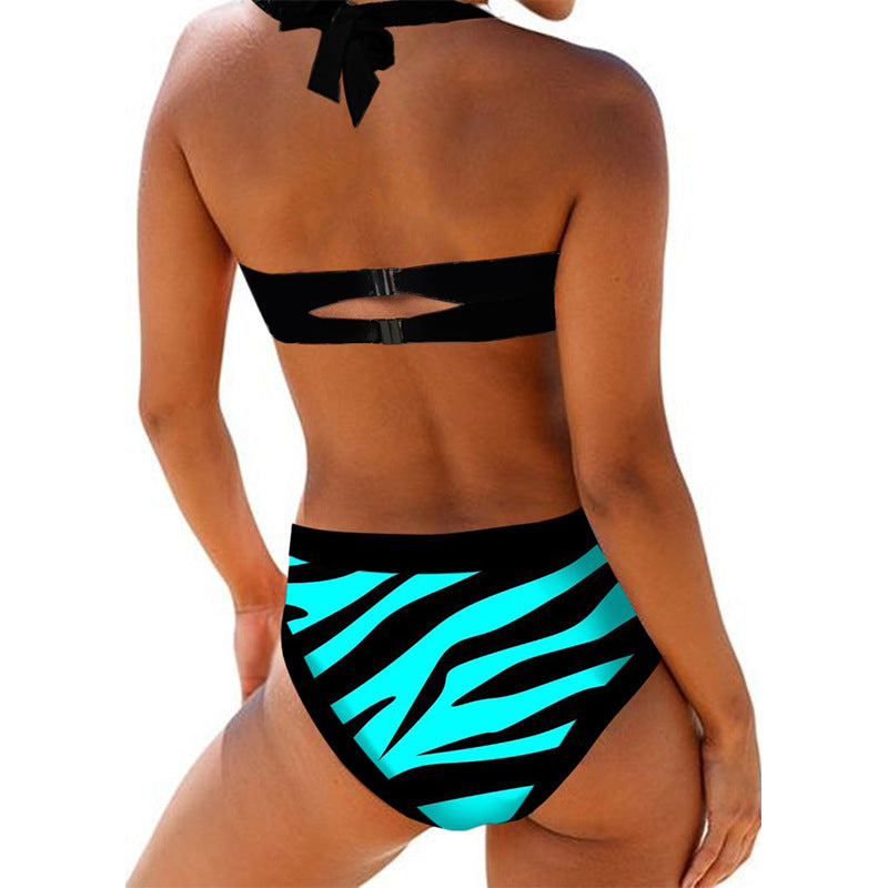 Palm Paradise chest tie bikini featuring a tropical palm print with a stylish chest tie detail for a secure, adjustable fit. Made from soft, stretchy fabric, perfect for beach days, poolside lounging, and summer adventures.