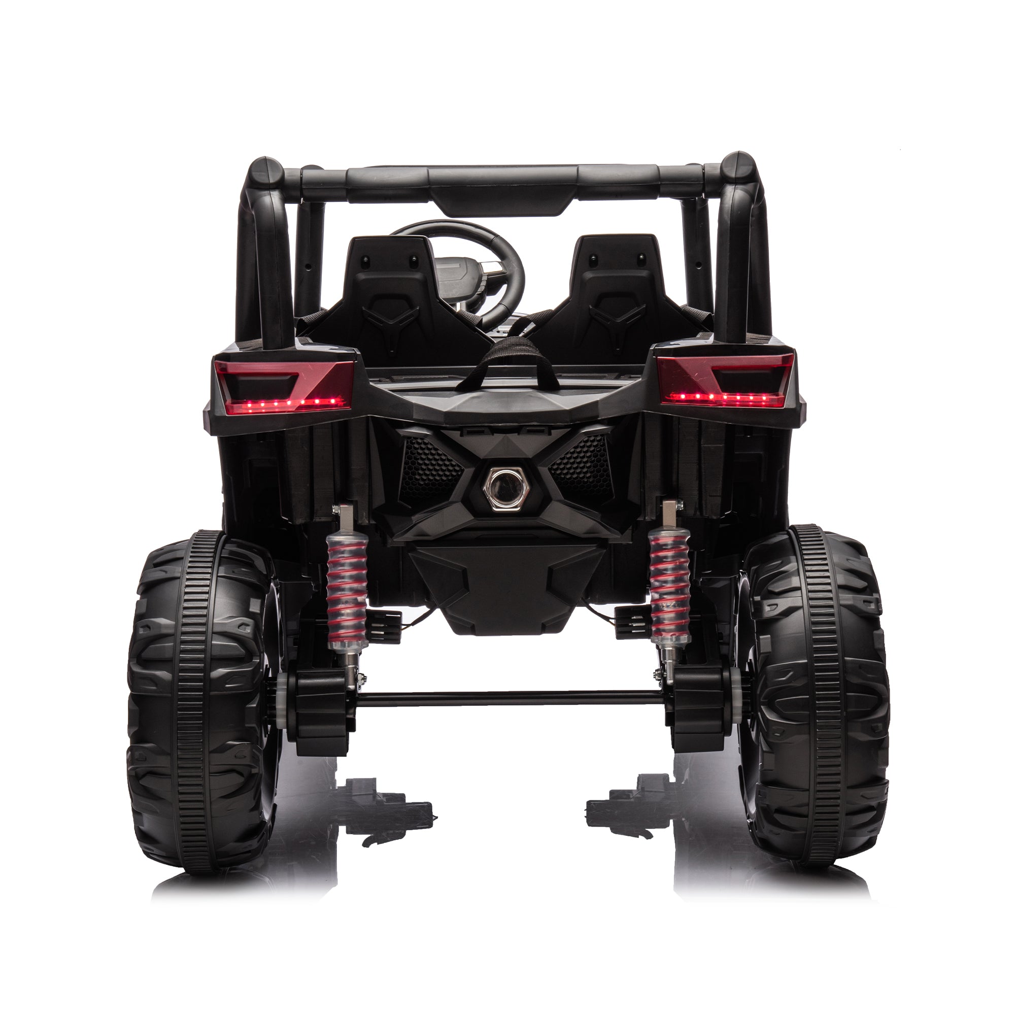 Side by side 4x4 ride-on truck for kids, featuring a durable design with working headlights, adjustable seat, and forward/reverse motion. Equipped with realistic off-road tires and easy-to-use controls, this electric truck provides an exciting outdoor adventure for children ages 3-7