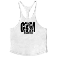 GYM WARRIORS cotton fitness vest, featuring a deep digging design and thin shoulder straps. This lightweight, breathable shirt is perfect for intense workouts, providing comfort and flexibility while showcasing a sporty, stylish look