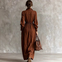 Women's Zipper Collar Elastic Waist Long Dress Hot Deal Warehouse