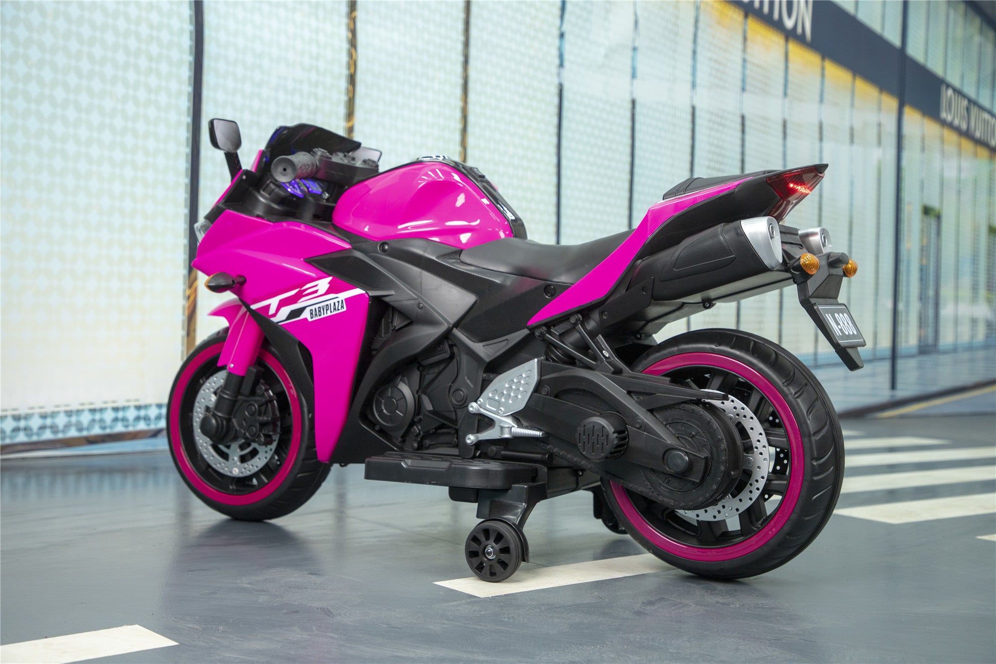 TAMCO 12V kids motorcycle ride-on toy with training wheels, designed for a fun and safe riding experience. Features realistic details, adjustable speed, and easy-to-use controls, making it perfect for young riders to enjoy outdoor adventures while learning balance and coordination.







