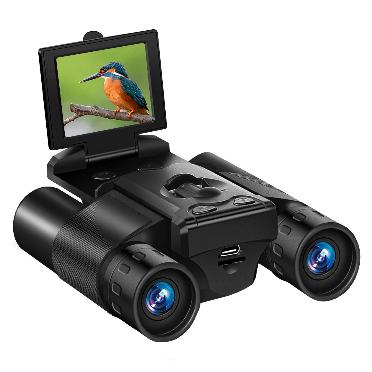 HD video camera binoculars with starlight night vision, allowing for clear daytime and nighttime viewing. Features high-definition video recording, powerful zoom, and enhanced starlight vision for low-light conditions, perfect for outdoor activities like wildlife observation and night-time surveillance
