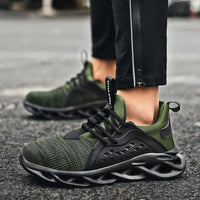 Men’s breathable black lace-up sneakers with shockproof sole and height-increase design

