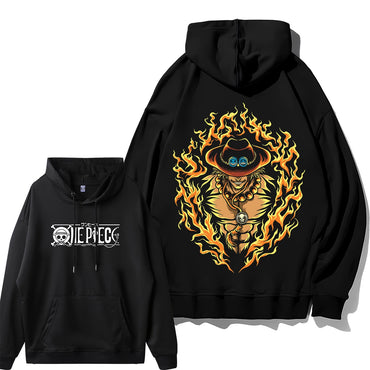 Loose fit Luffy hoodie with One Piece pirate print on front

