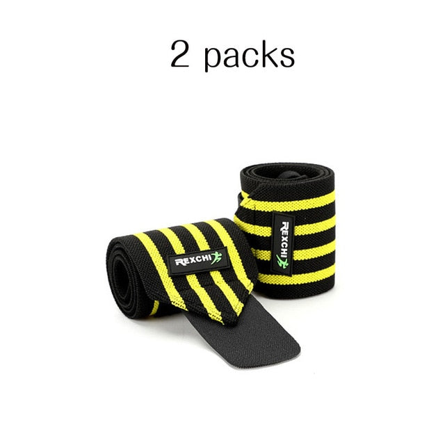 "REXCHI gym fitness wrist wraps, designed for added wrist support during weightlifting and strength training, featuring durable fabric and adjustable straps."