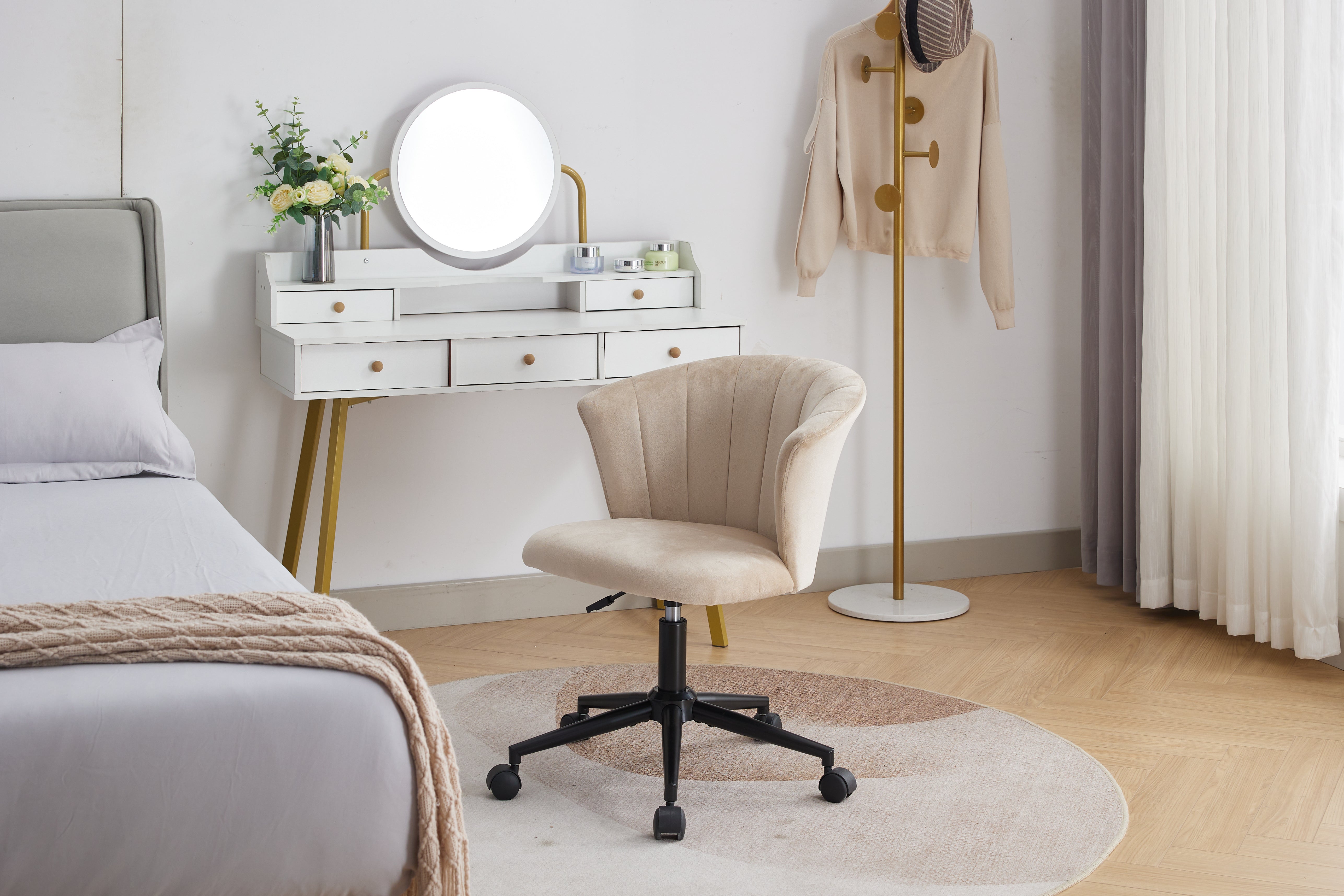 Velvet Swivel Flower Shaped Home Office Chair