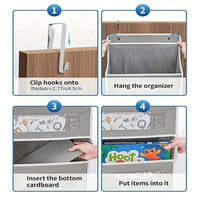 5-pocket hanging organizer on the back of a white bedroom door

