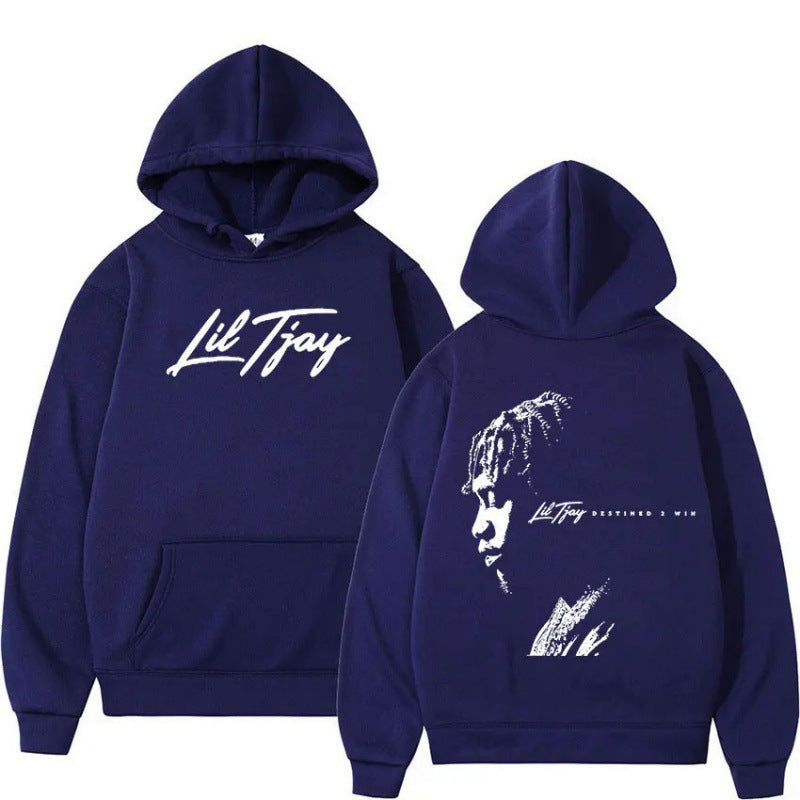 Lil Tjay graphic hoodie “Destined” design – black unisex streetwear pullover.

