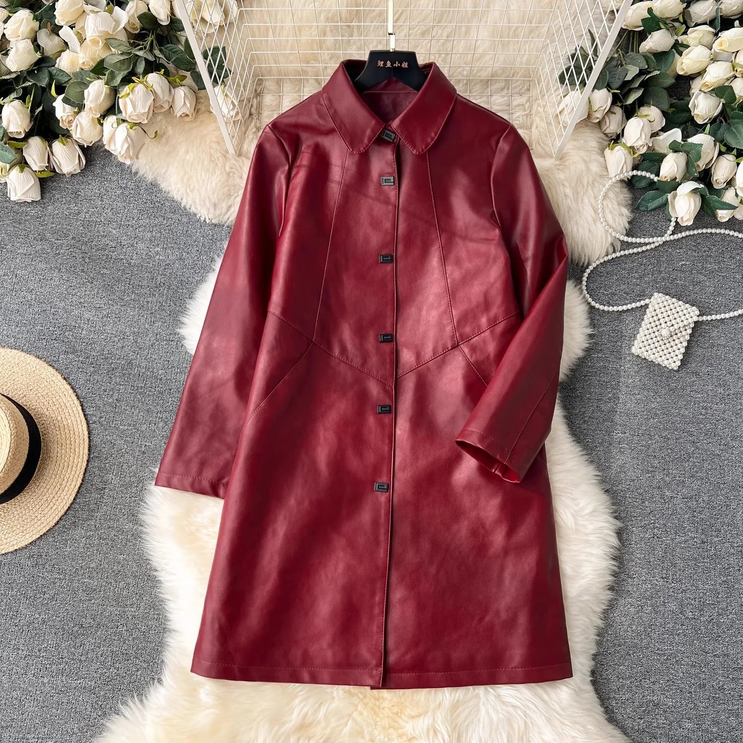 Melody Leather Long Jacket