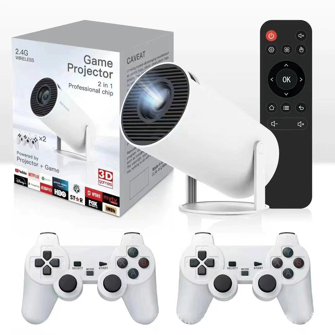HY300/P30 4K Android 11 game console and HD projector, featuring 4K resolution for high-quality visuals, built-in Android 11 operating system, and compatibility with various gaming and streaming apps. Perfect for home entertainment, combining gaming and projection in one device for a versatile multimedia experience