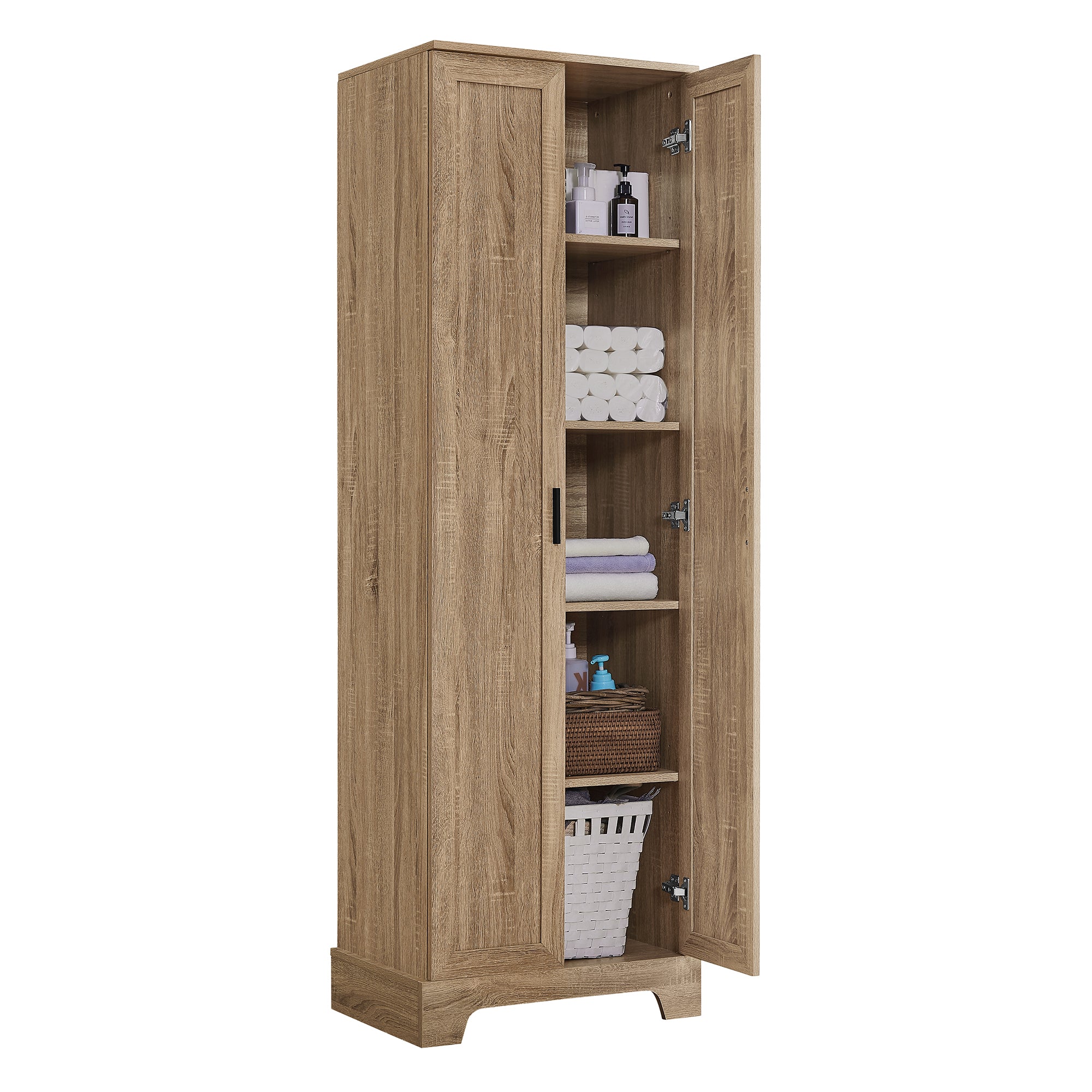 Brown MDF storage cabinet with adjustable shelf and two doors