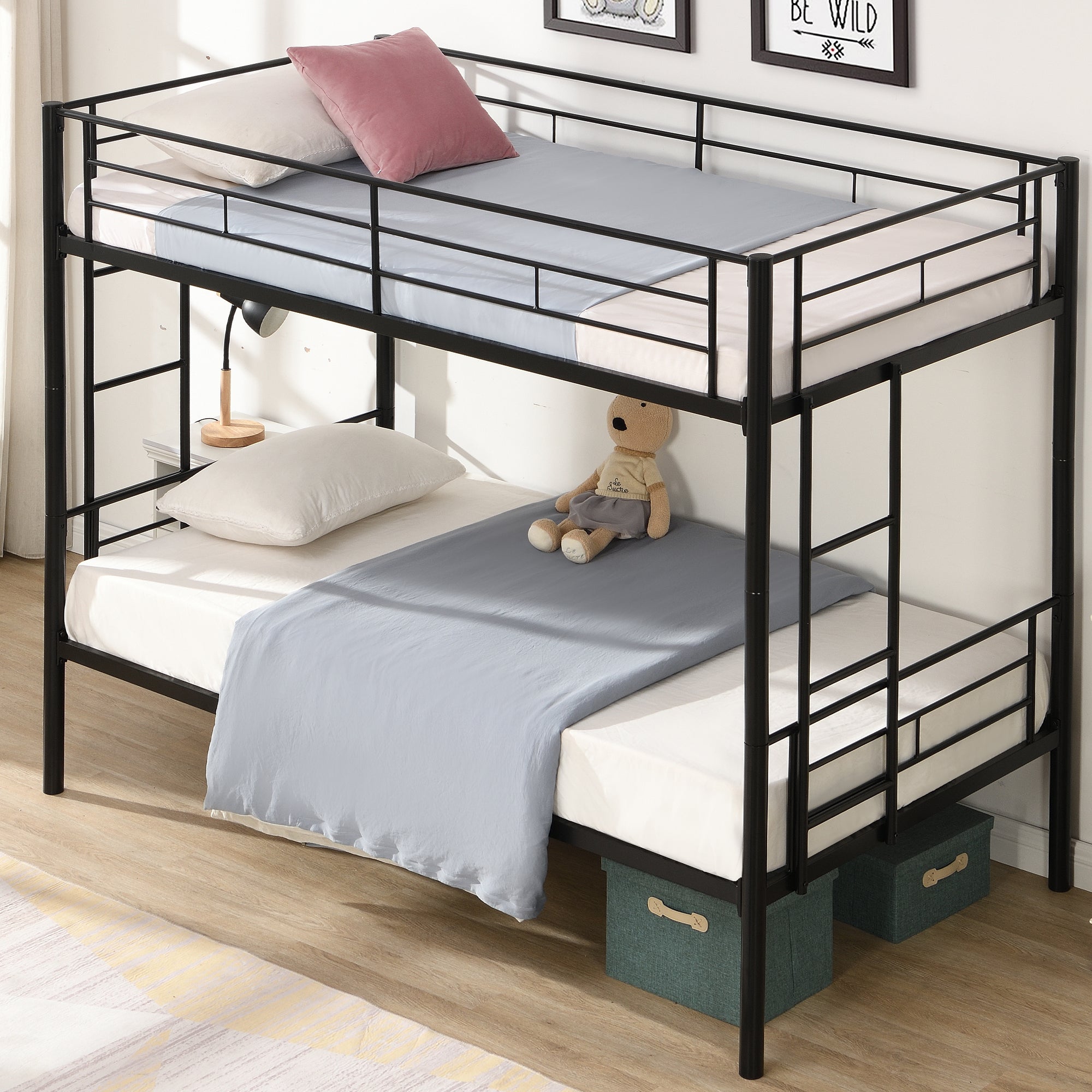 “Double Deker Bed – sturdy bunk bed design for kids or shared rooms, maximizes space and adds fun to any bedroom – Hot Deal Warehouse furniture”
