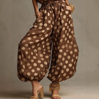 New  Polka Dot Halter Neck Women's Summer Bohemian Vacation Casual Beach Loose Wide-leg Jumpsuit Hot Deal Warehouse