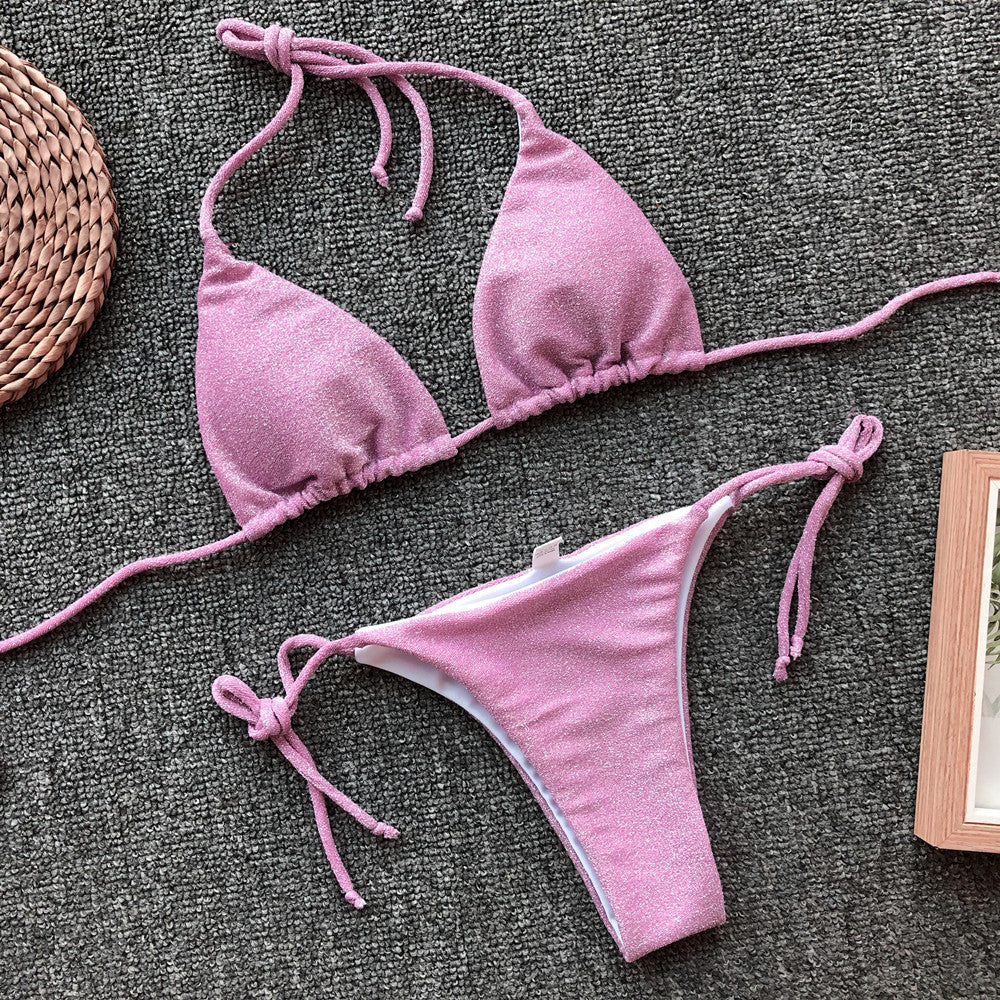 Wave Whisper Solid Color Split Bikini