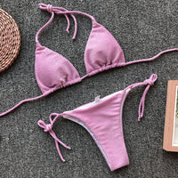 Wave Whisper Solid Color Split Bikini