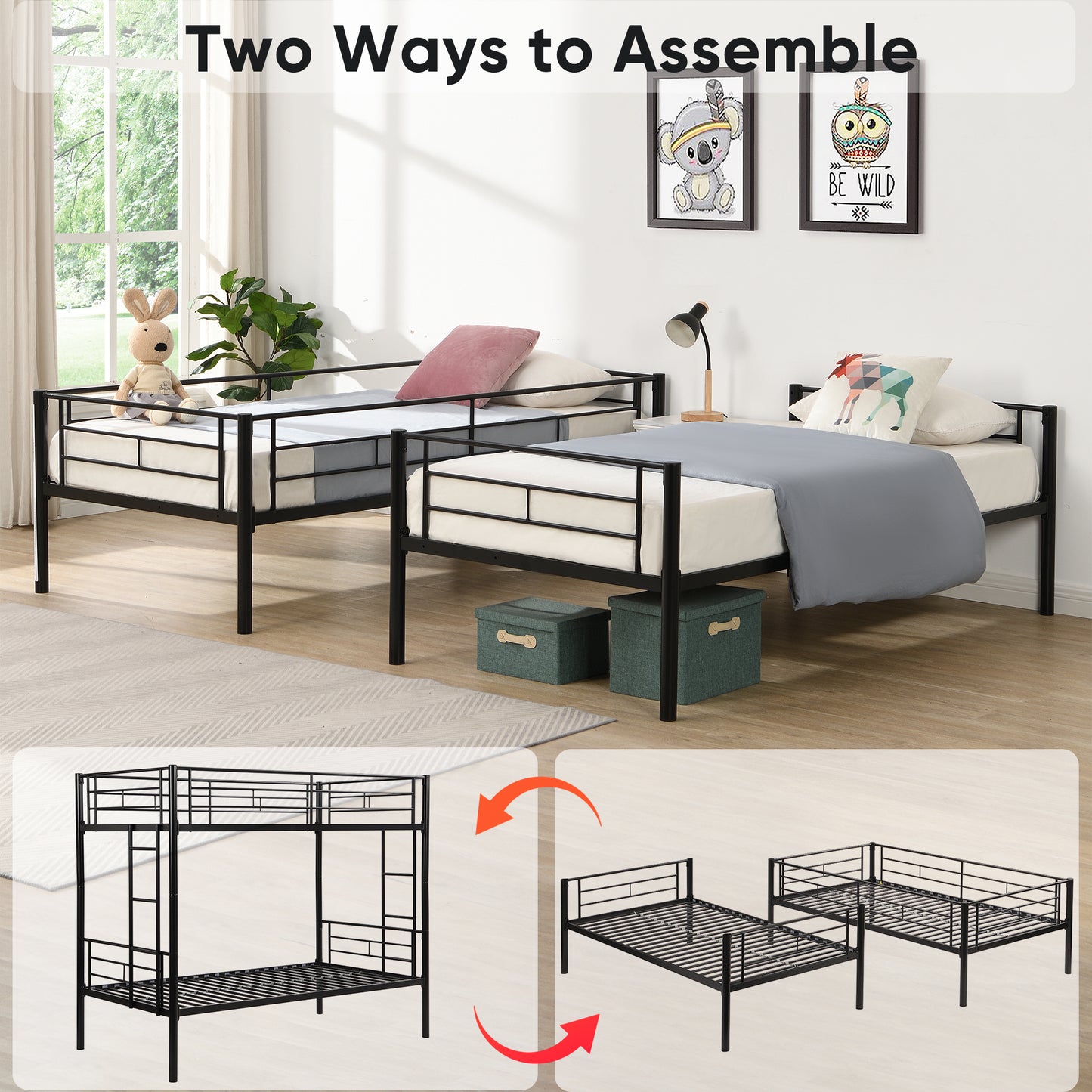 “Double Deker Bed – sturdy bunk bed design for kids or shared rooms, maximizes space and adds fun to any bedroom – Hot Deal Warehouse furniture”
