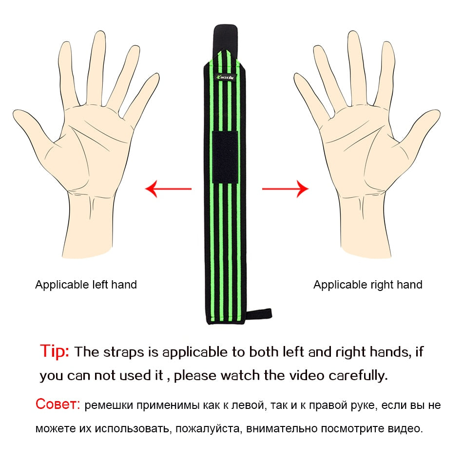 "REXCHI gym fitness wrist wraps, designed for added wrist support during weightlifting and strength training, featuring durable fabric and adjustable straps."