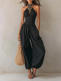 Slim-Fitting Body-Concealing Travel Halter Neck Sexy Casual Comfortable Jumpsuit Hot Deal Warehouse