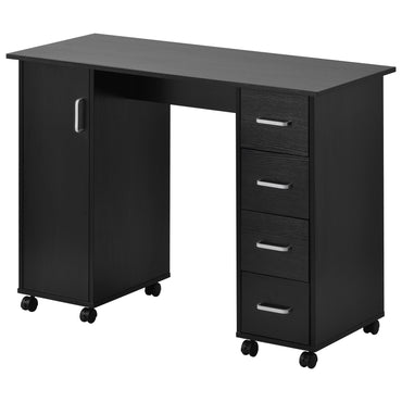 Home office computer desk with a spacious work surface and built-in drawers for storage. Features a modern design with sturdy construction, offering ample space for a computer, office supplies, and personal items, perfect for creating an organized and productive workspace