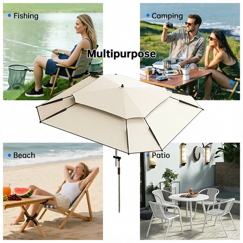 2.0-2.6m Octagonal Fishing Umbrella Portable Beach Sun Shade Camping Parasol UV Waterproof with Carry Bag Hot Deal Warehouse