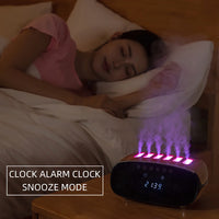Music clock humidifier with a volcano light effect, combining a functional humidifier with a decorative LED light display and built-in music player, perfect for creating a relaxing atmosphere