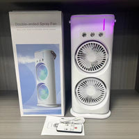 “Double Head Spray Fan – portable cooling fan with dual spray heads for refreshing mist and airflow, ideal for hot days and outdoor activities – Hot Deal Warehouse electronics”
