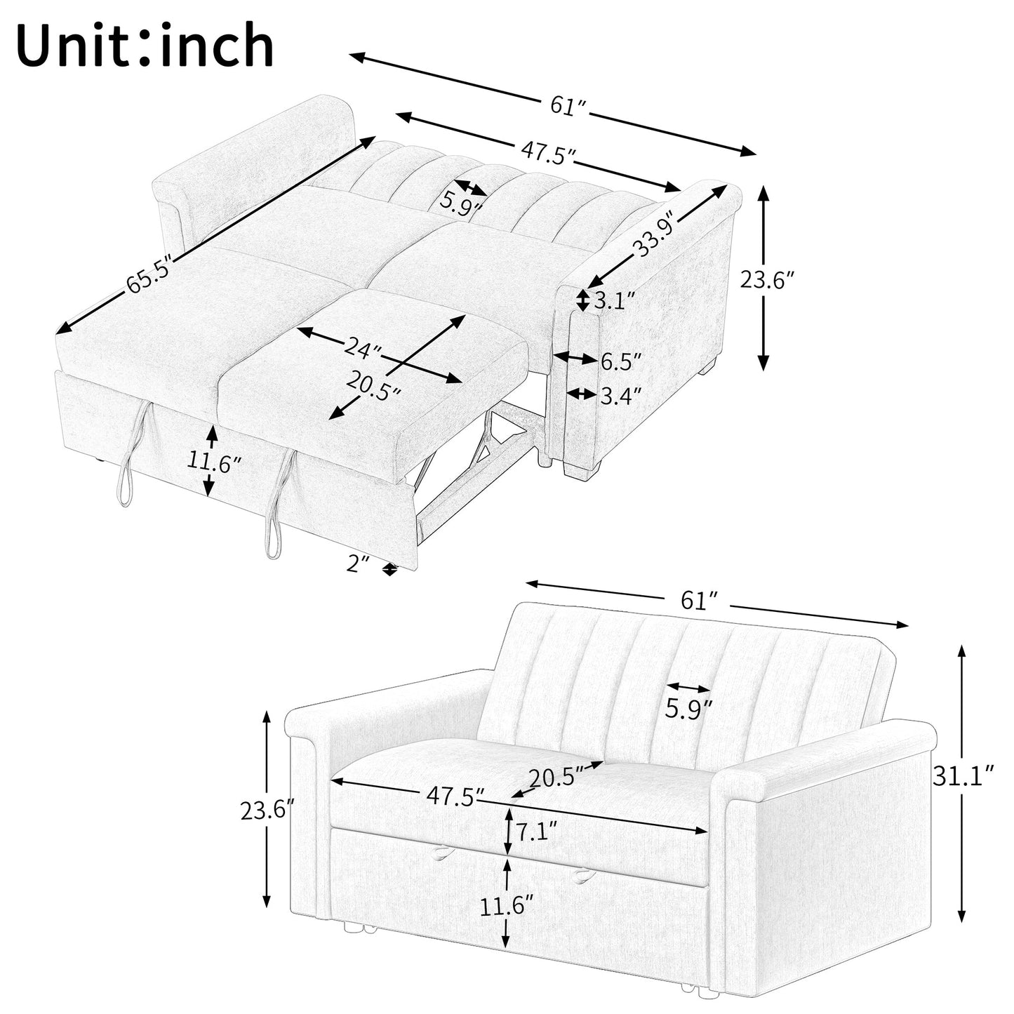 U Style Convertible Sofa With Pull Out Bed Hot Deal Warehouse