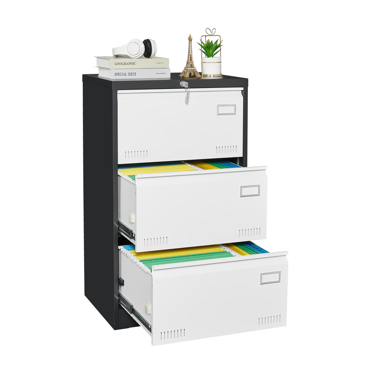 “3 drawer metal lateral file cabinet with lock – secure, durable office storage for documents and files – Hot Deal Warehouse office furniture”

