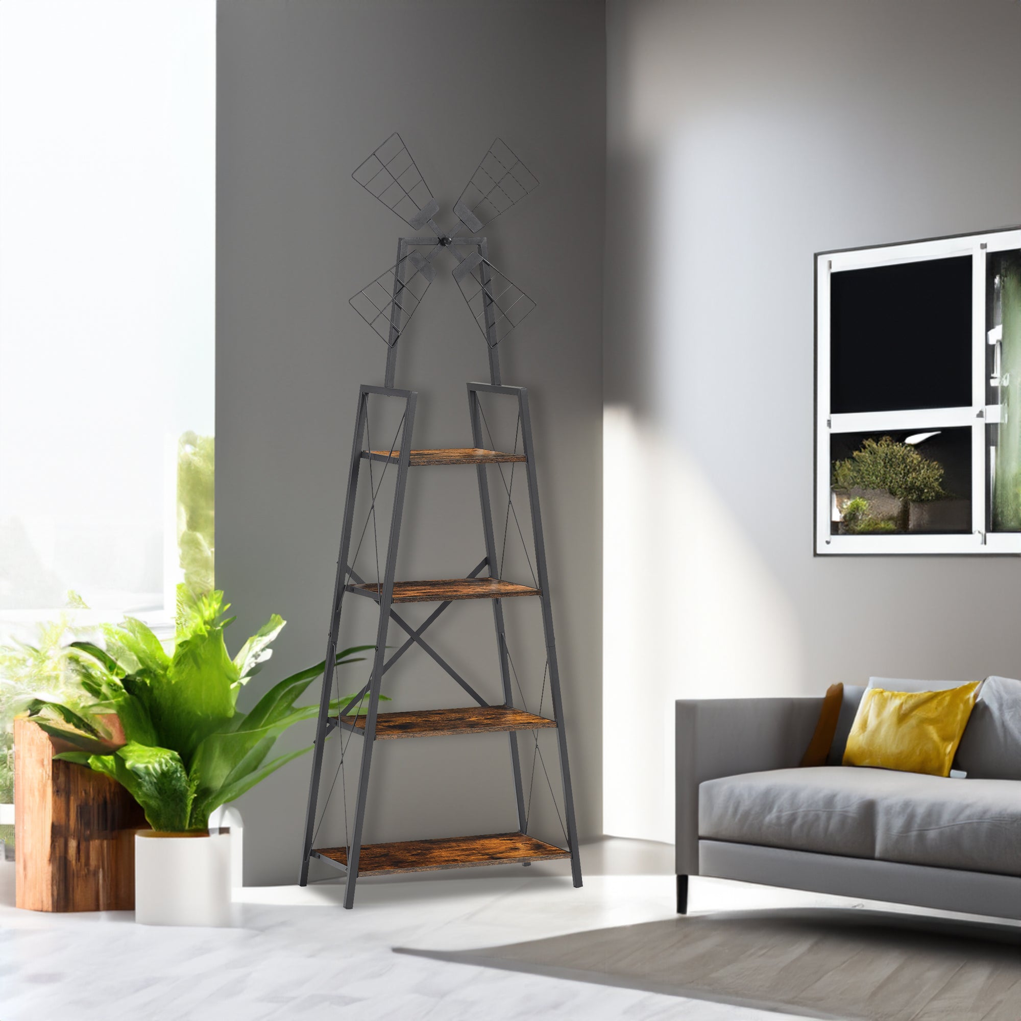 “4 tier narrow bookshelf – space-saving vertical shelving unit for books, décor, and storage – Hot Deal Warehouse furniture”

