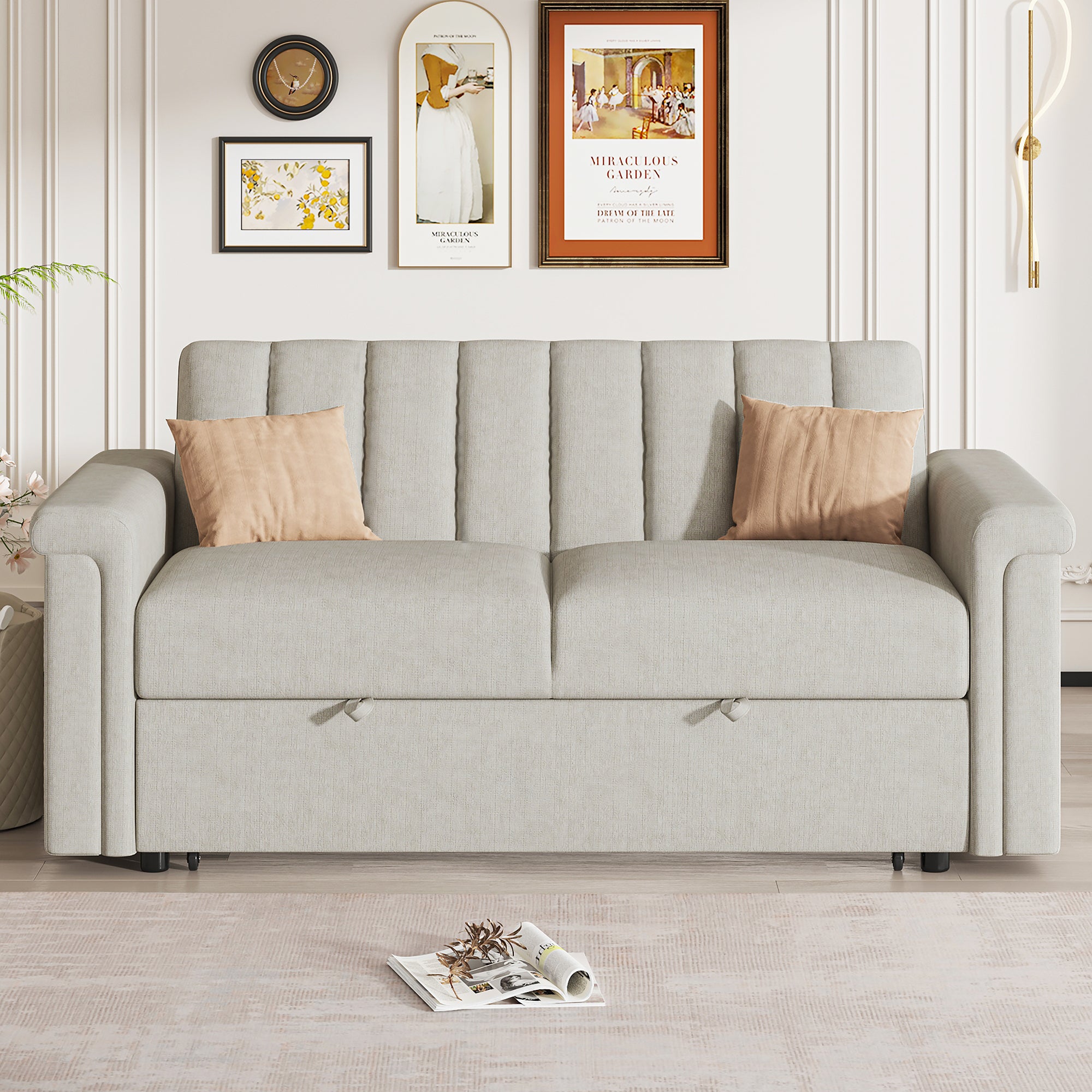 U Style Convertible Sofa With Pull Out Bed