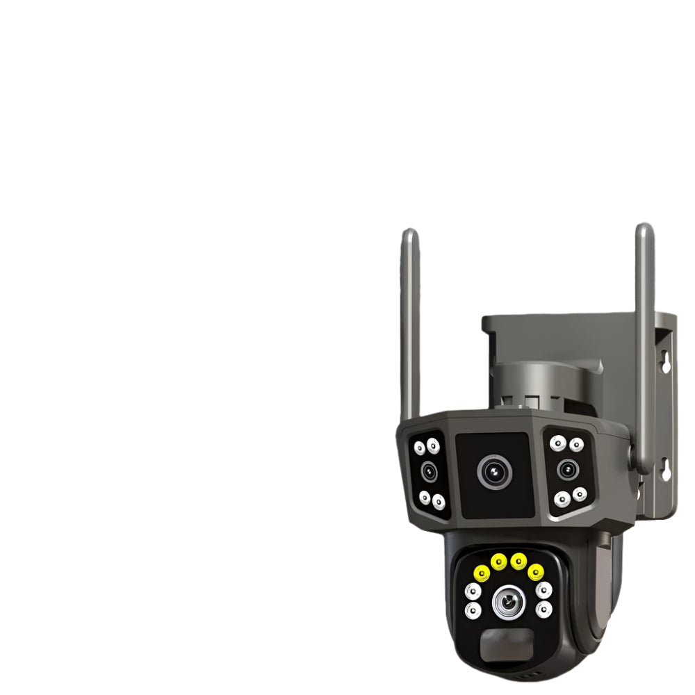 Outdoor solar-powered security camera with pan-tilt rotation, night vision, and remote monitoring for off-grid surveillance.

