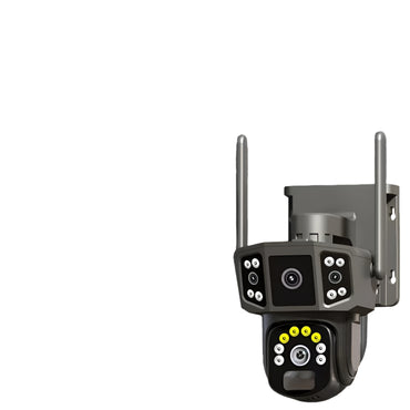 Outdoor solar-powered security camera with pan-tilt rotation, night vision, and remote monitoring for off-grid surveillance.

