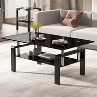 “Black tempered glass coffee table – modern, durable centerpiece for living rooms with sleek, stylish design – Hot Deal Warehouse furniture”


