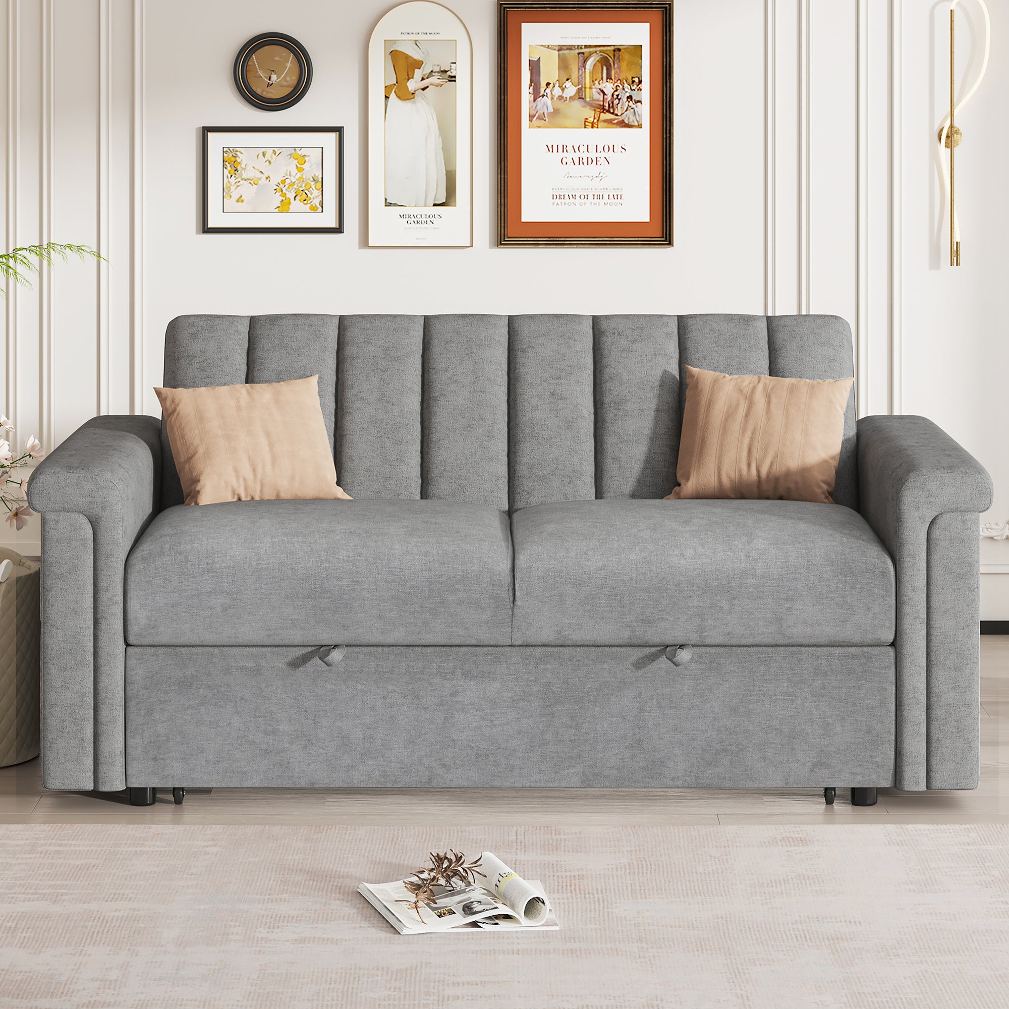 U Style Convertible Sofa With Pull Out Bed
