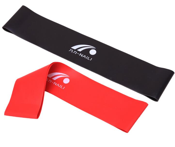 Set of latex resistance bands in various strengths, designed for strength training, flexibility, and rehabilitation exercises, made from durable, high-quality material.