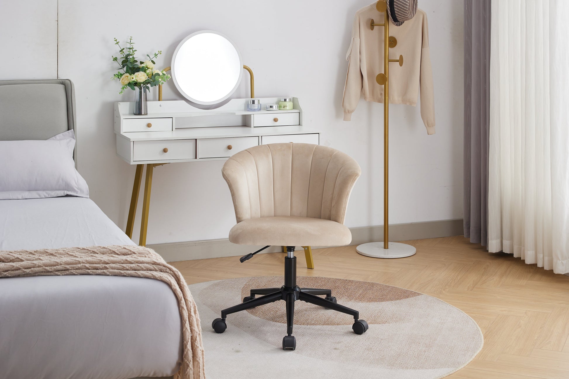 Velvet Swivel Flower Shaped Home Office Chair Hot Deal Warehouse
