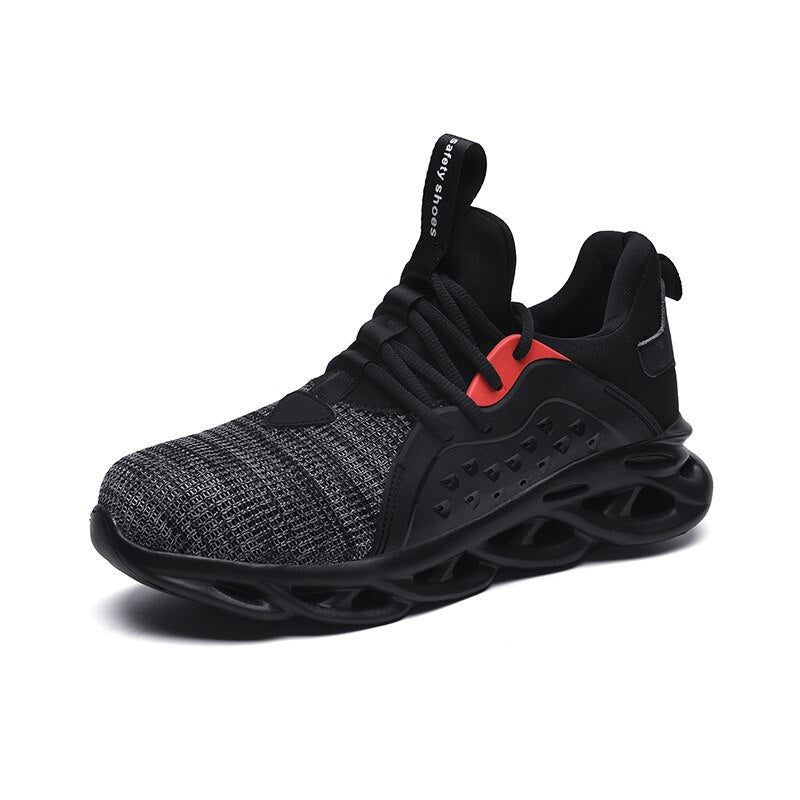 Men’s breathable black lace-up sneakers with shockproof sole and height-increase design

