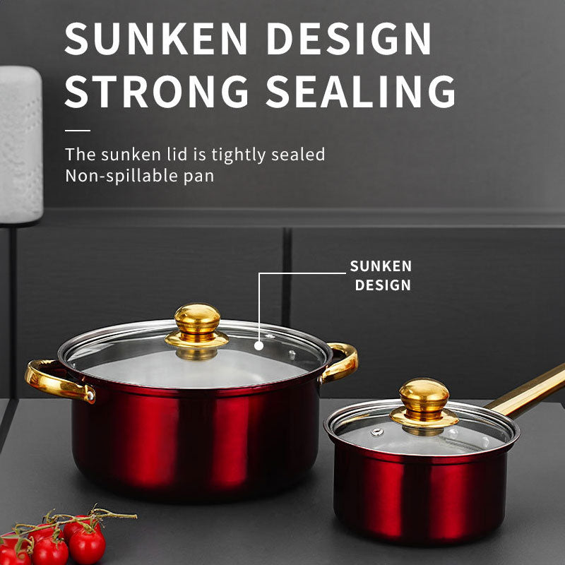 “12-piece non-stick stainless steel pot set – durable cookware for easy, versatile meal prep – Hot Deal Warehouse kitchenware”


