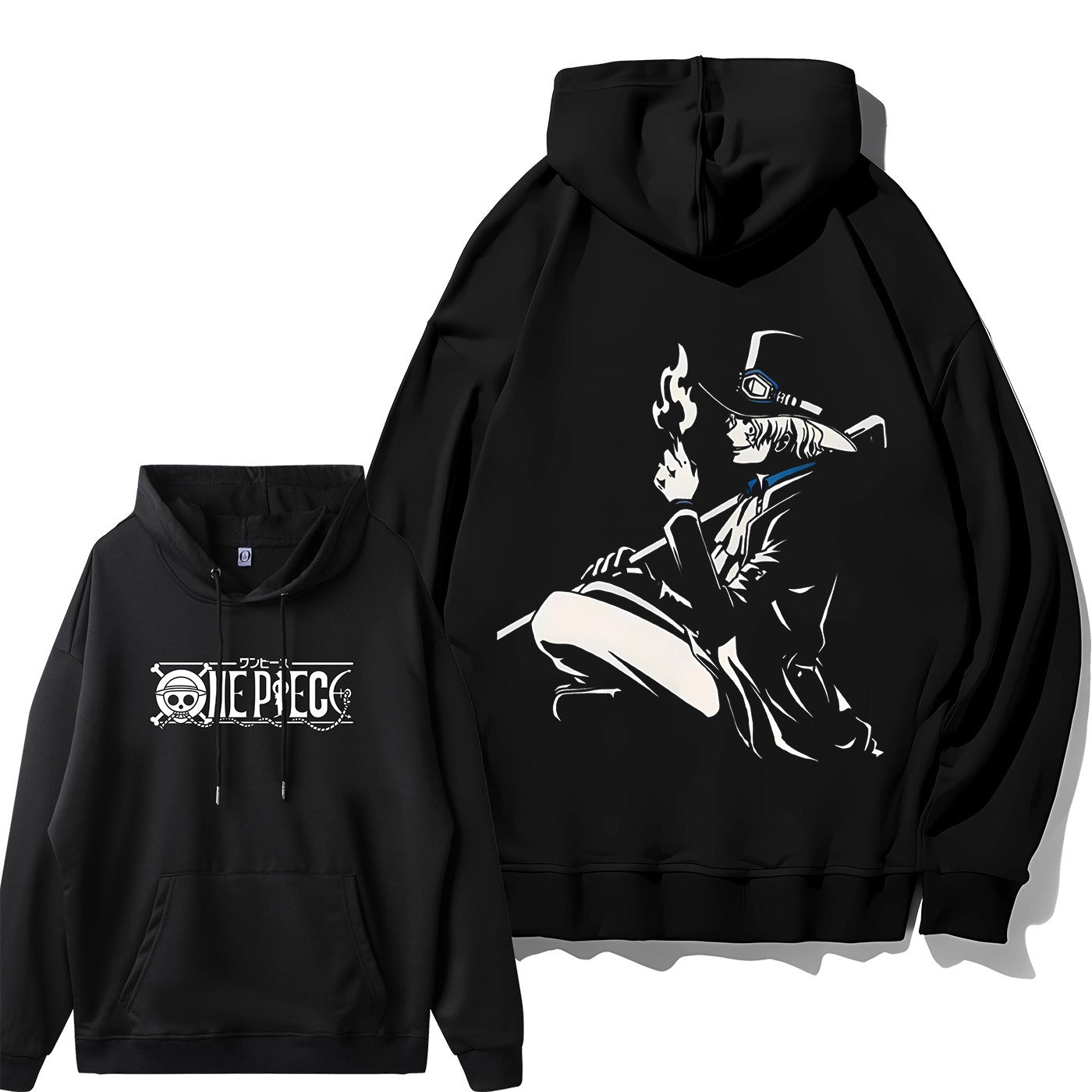 Loose fit Luffy hoodie with One Piece pirate print on front

