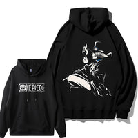 Loose fit Luffy hoodie with One Piece pirate print on front

